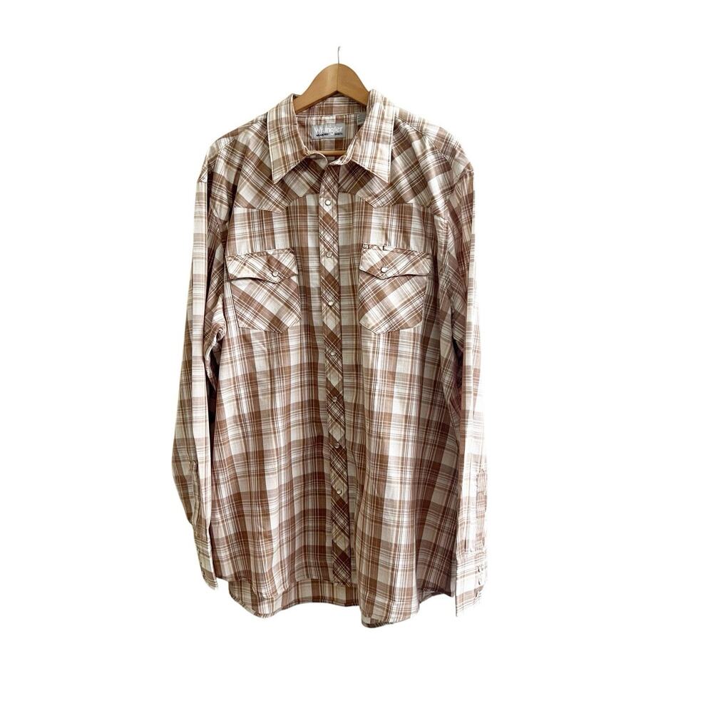 Wrangler Wrancher Pearl Snap Shirt Men’s Size 2XT Plaid Long Sleeve Rodeo Cowboy